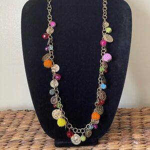 R.J. Graziano Colorful Beaded Necklace with Gold Discs, coin